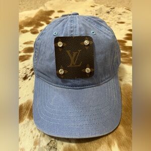 Blue Designer Cap with Leather Patch
